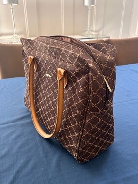 Vintage Pierre Cardin Monogram Tote Bag – Brown Canvas & Tan Handles (Y2K Style)